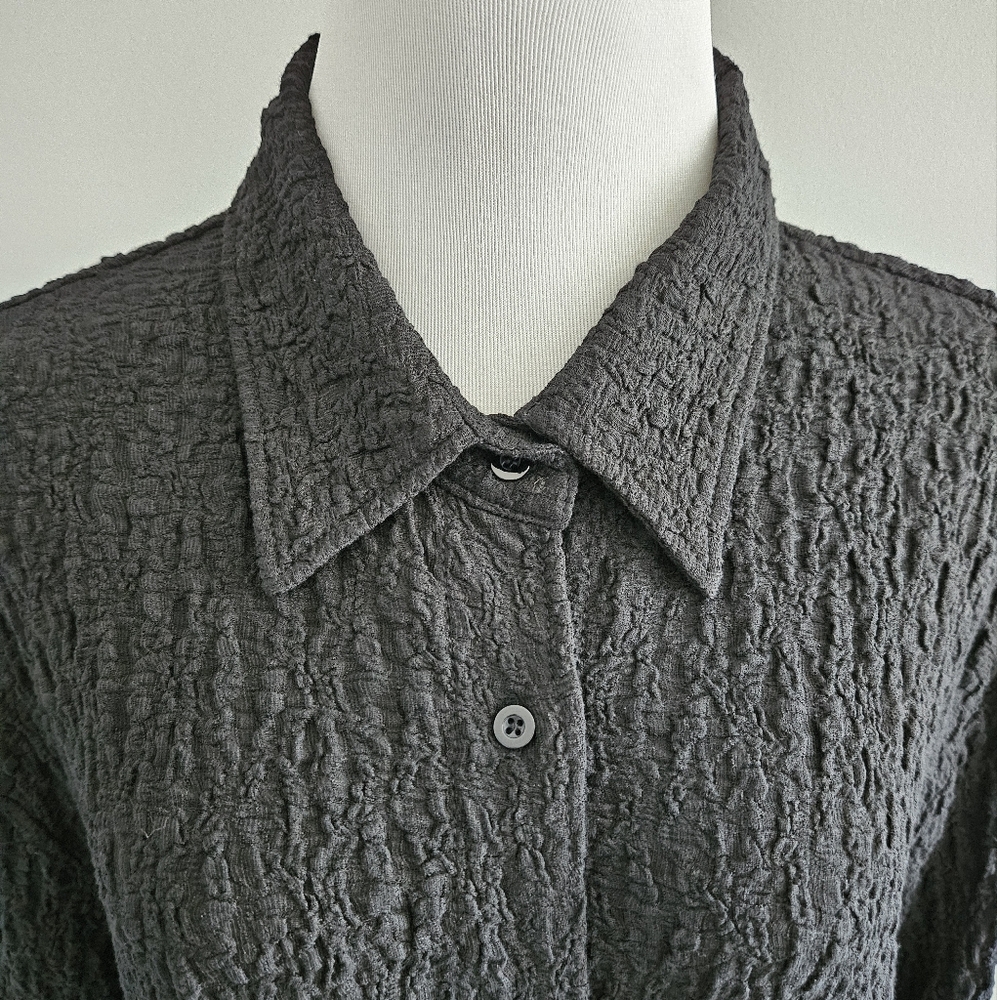 Black Textured Versatile Button Up - image 6